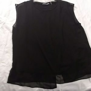 Black sleeveless Tahari top.